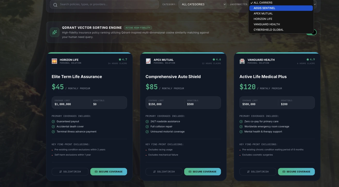 Insurance platform portfolio interface screenshot 9